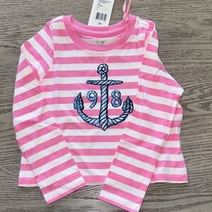 Vineyard Vines Pink Striped Anchor Kids Shirt 2T